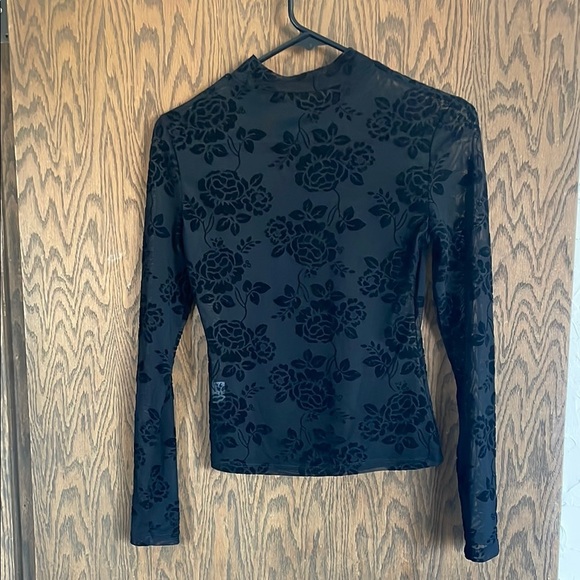 Black Mesh Women's Top S - Picture 1 of 4